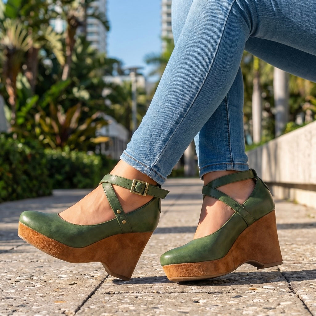 Annabel I Cross-Strap Wedges